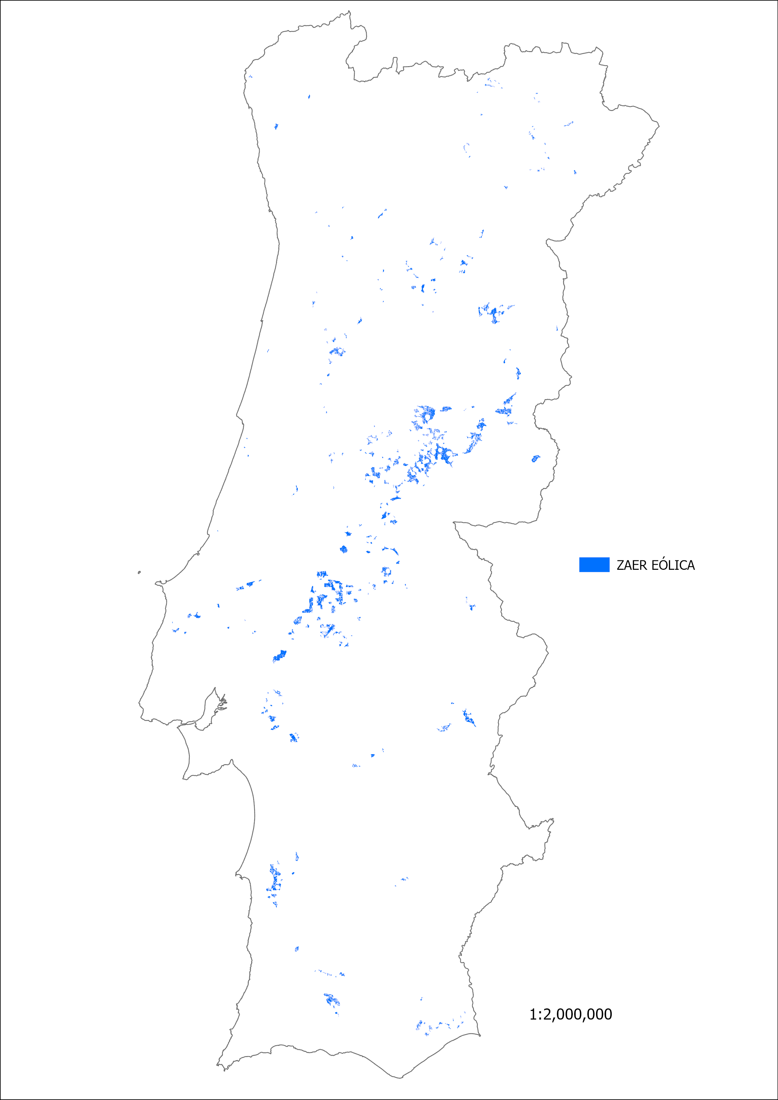 Mapa das Zonas de Aceleração da Implantação de Energias Renováveis para energia eólica