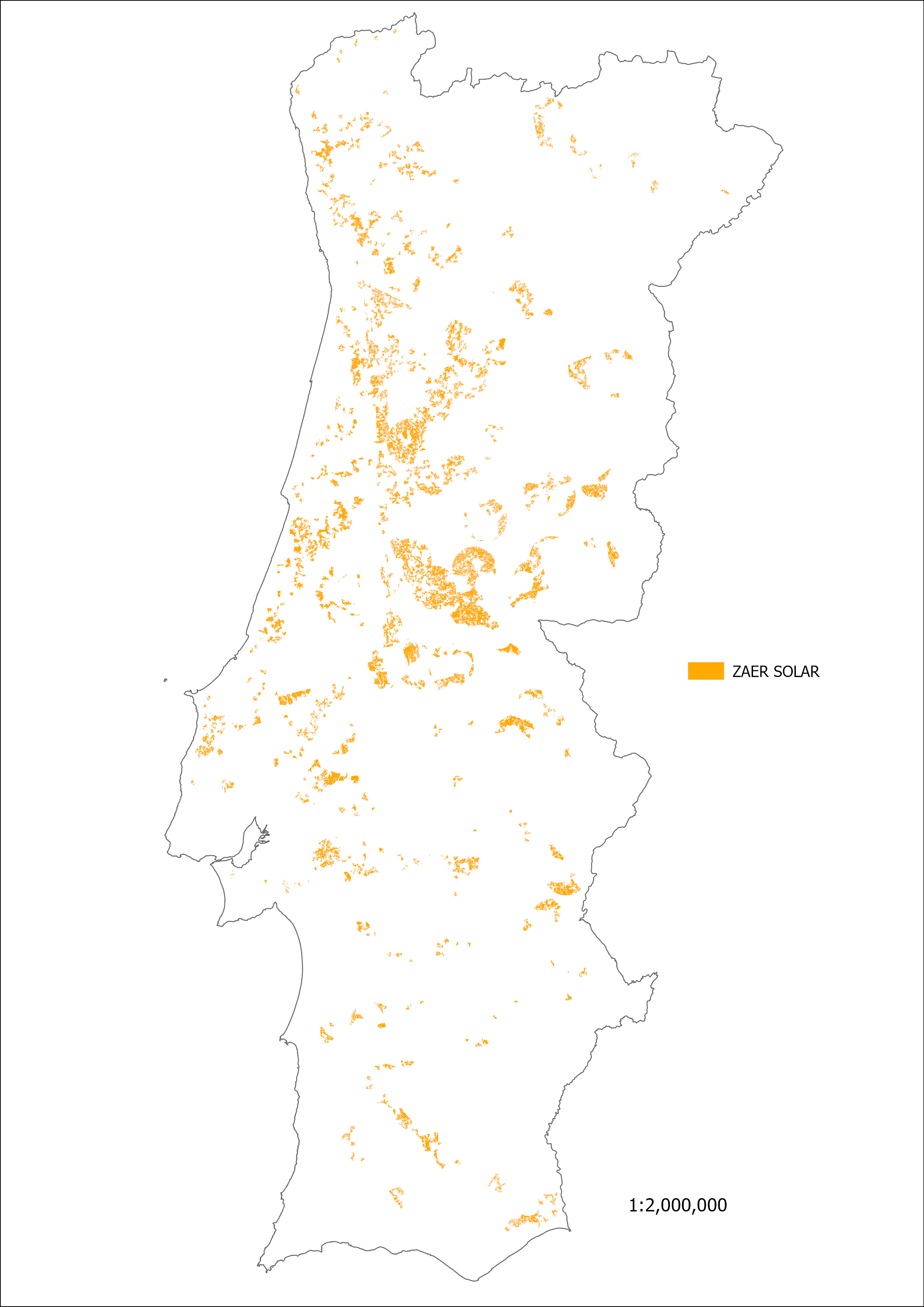 Mapa das Zonas de Aceleração da Implantação de Energias Renováveis para energia solar PV